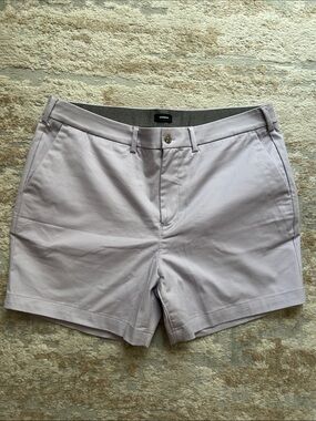 Express Men’s Light Lavender Flat Front Chino Shorts - 36” waist, 6” inseam